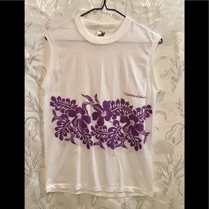 Bantam White Tank Top With Purple Graphic